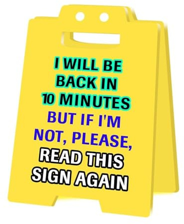 QKEPCY Lustiges Mini-Warnschild fürs Büro Gelbes Gag-Schild als witzige Dekoration Geschenk für Kollegen Mitarbeiter oder den Chef Ideal für Team-Spaß und Schreibtisch-Deko (Gelb BTU612)