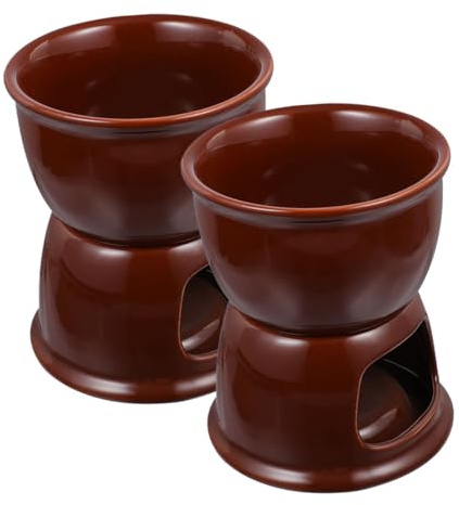 PRETYZOOM 2pcs Ceramic Melting Mug Stylish Porcelain Fondue Pot for Chocolate Cheese and Candy Melting Convenient Cookware for Parties and Home Use