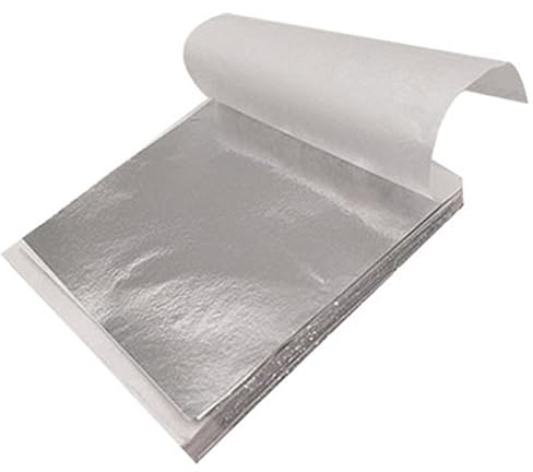 sukevitor 200 Stück Blatt BlattSilber Imitation, BlattSilber Zum Basteln, Silber Leaf goldblätter für Kunstprojekt Handwerk Dekoration