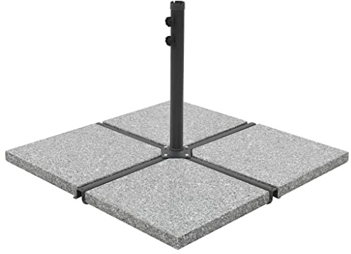 Teenpull Granite Parasol Weight Plate 25 kg Grey Square Base for Patio and Garden, Robust Outdoor Umbrella Stand, Firm Hold for Your Sun Protection