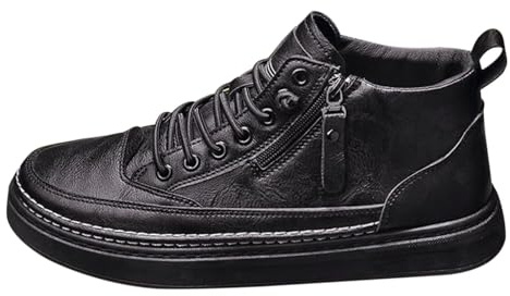Generiska fritidsskor män sportiga: sneakers med skosnören sportskor hög topp joggingsko mjuk sula arbetsskor lätta utomhusskor enfärgade klassiska sneakers (storlek 39–44)