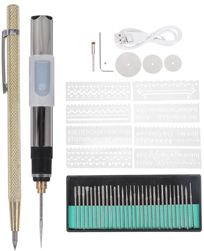 Zerodeko Bolígrafo Eléctrico de Grabado 25w USB 3 Velocidades Ajustables, Kit de Herramientas de Artesanía 49 Piezas, Adecuado para Pulir, Cortar y Esmerilar en Manualidades y Grabado