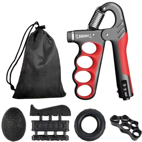 Kit de entrenador de agarre, fortalecimiento del antebrazo | Pinza de mano multifuncional con de transporte – 5 x Camilla de portátil, ejercicio físico para hombres y mujeres