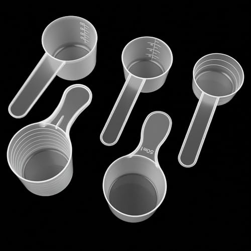 5 Stück Messlöffel, Dosierlöffel mit Skala 15g, 20g,25g, 30g,35g Waagen | Transparent Messlöffel Gramm, Scoop Löffel, Dosier-Löffel 5g,Creatin Löffelfür Backen Kochen Kaffee Waschpulver Proteinpulver