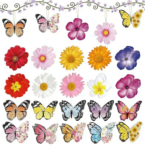 40 Stück Frühling Schmetterling deko Holz Frühling zum Aufhängen FrühlingAufhängen Hängedeko Ostern Gartendeko für Fenster,Outdoor,Garten, Hochzeit, Zuhause,Ostereier