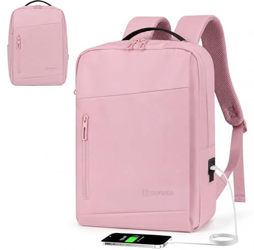 Tavoxda Travel Laptop Backpack, 40x30x20 Underseat Cabin Backpack, Pink | Airline Approved for Ryanair EasyJet, Waterproof, USB Charging Port, Anti-theft Pocket, Rucksack for Business/Travel/Commuter