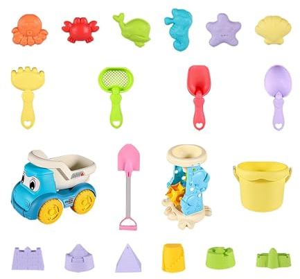 Beach Sand Toys | Bright Sandbox Games with Bucket & Shovels Set,Sand Toys Building Set | for Party, Sea Side, Lawn, Pool, Family, Backyard, Camping, Picnic, Activities, Indoor, Party, Home