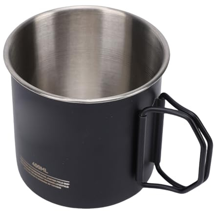 Generic Campingmugg i Rostfritt Stål med Vikbart Handtag 400ml Öppen Topp för Ryggsäcksvandring Vandring Picknickfiske