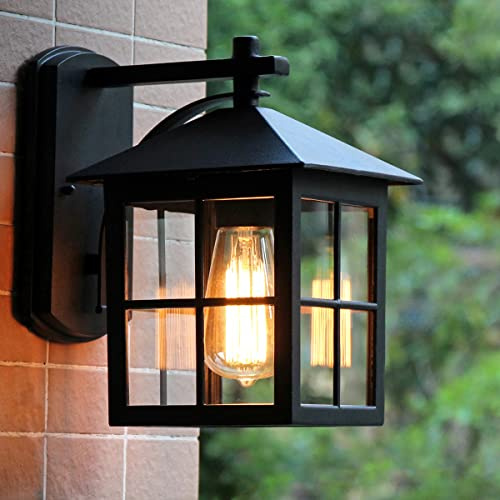 Lampada da Parete, Lanterna Rustica, Lampada da Parete retrò Nera, Lampada da Parete Rustica, Lanterna Country E27 IP54, Illuminazione da Parete, Lampada da Nave