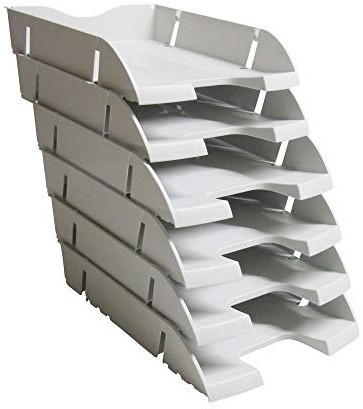 Briefablage lichtgrau 6 Stück A4-C4 stapelbar PET Dokumentenablage Schreibtischablage Formularablage Briefkorb Ablagenkorb Ablagenbox