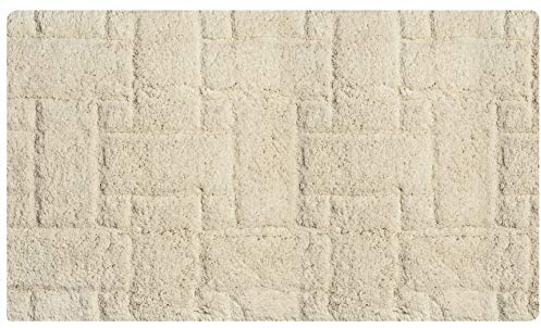 OLIVO.shop | NATURAL tappeto bagno in cotone organico biologico, realizzato a mano, bio certificato, beige, 2 misure, trame geometriche assortite (ECRÙ FLOOR, 50X80 Cm)