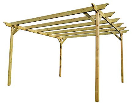 Wooden garden pergola kit - Champion design rafters (3.6m x 4.2m 4 posts, Light Green (Natural))