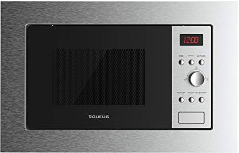 Taurus MO20IXD - Microondas digital encastrable, 20L capacidad, 800W, grill 1000W, 5 niveles de potencia, botón inicio rápido, 8 menús automáticos, temporizador hasta 35 min, fácil instalación, inox
