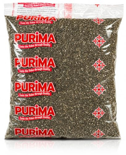 Chia Seeds 5kg – for Weight Loss Raw Black Seed Dark Whole Natural Bulk Keto Protein Shakes Smoothies Breakfast Cereals Porridge Topper Pudding to Eat Non GMO Weightloss (Packaging May Vary) PURIMA