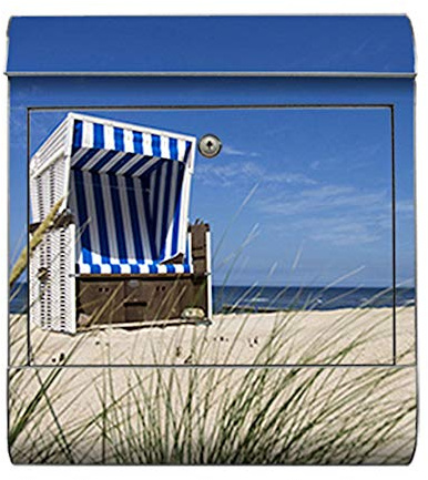 motivX-Ideenwerkstatt Briefkasten Kombi Wandbriefkasten mit Motiv Strandkorb am Meer