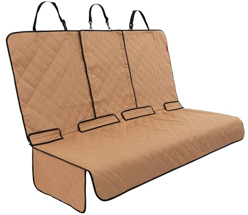 Lusso Gear Dog Car Seat Cover for Back Seat, Protects from Scratches, Scuffs, Shedding, Mud, & More, 100% Waterproof, Non-Slip Cover Stays Securely in Place, Fits Your Car, Truck, & SUV (Tan)