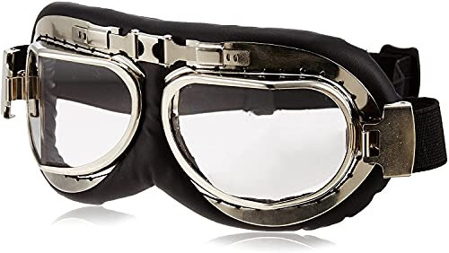 ZLYJ Motorradbrille Vintage Brille Für Steampunk Chopper Schwarz Eco Leder Eco C
