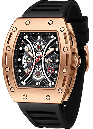 MF MINI FOCUS Watch for Men Wristwatch Fashion Hollow Big Dial Luminous Waterproof Sport Analog Quartz Business Mens Watches Black Silicon Strap Dress Watch