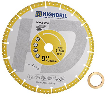 HIGHDRIL Diamant Trennscheibe für Metall - 230mm Universal Vakuumgelötet Scheibe für Betonstahl Blech Metall Winkeleisen Rostfreier Stahl Beton Granit Marmor