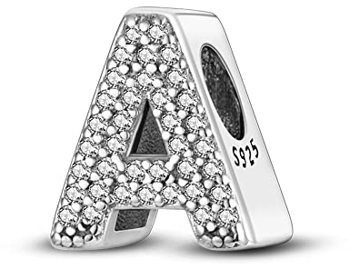 Pandach Damen Charm Anhänger Buchstabe A für Armband 925 Sterling Silber Charms Beads passend für Armband und Halskette, Kompatibel mit Europäischen Armbändern für Frauen Mädchen