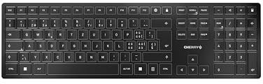 CHERRY KW 9100 Slim, Kabellose Tastatur, Schweiz QWERTZ, Schwarz-Grau