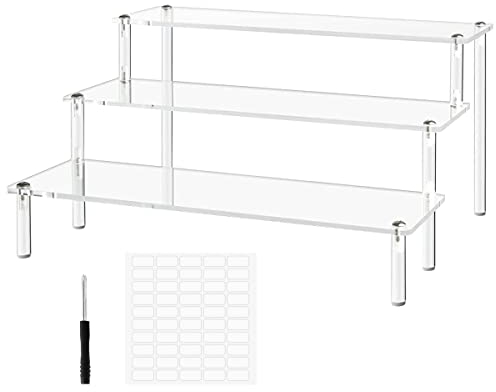 XZMCAT Acryl Treppe Display Ständer, 3-Stufig Makeup Aufbewahrung Regal Cupcake Ständer, Acryl Regal für Figuren, Schmuck, Cupcake, Lippenstift, Nagellack, Gewür, etc