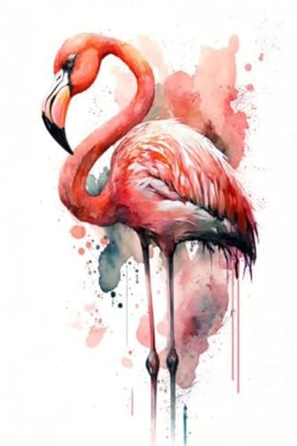 adrium Acryl-Bild 30 x 50 cm: Illustrationsflamingo im Aquarell. Tier auf weißem Hintergrund. Generative KI (200068174)