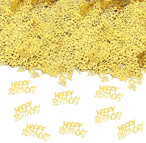 GoldRock Happy Birthday Konfetti Geburtstag Gold, Glitzer Tischdeko Geburtstag, Streudeko Geburtstage Frau Mann,Goldene Confetti für Geburtstagsdeko Tisch,Luftschlangen Geburtstage,Happy Birthday Deko