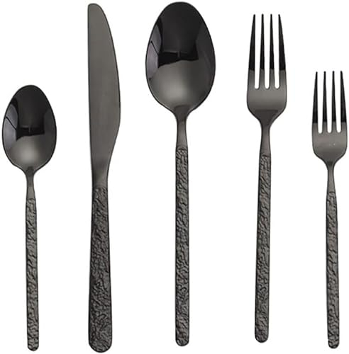 Besteckset für 18 Personen Besteck Schwarz 90-Teiliges Edelstahl Modernes Design Cutlery Set Besteck mit Messer/Gabeln/Löffeln/Teelöffel Spülmaschinenfest ESSONIO Weihnachten