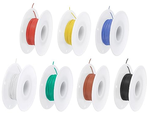 QUARKZMAN 15 Meter 30AWG Kabel Elektrischer Draht 0,05 mm² 7 Farben | Stromkabel, Verzinntes Kupferkabel, Hohe Temperatur Leitung Erdkabel Litzenkabel Verlängerungskabel, für Kfz Kabelkanal