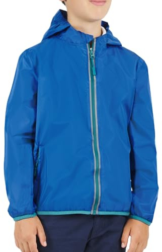 PERLETTI Veste Imperméable Enfant 6 7 8 9 10 11 Ans - Veste Blouson de Pluie Fille Fillette Garçon avec Détails Réfléchissants - Manteau Coupe Vent Rose Bleu de Sport Outdoor (8/9 Ans, Bleu)
