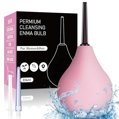 Poire à lavement intime Anale - Poire de lavement intime anus douche 224ML,Poire pour Lavement Rectale En Silicone Médicale, poire lavement Anal et Vaginale Sans BPA(Rose Bonbon)