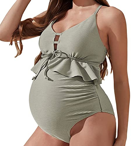 Pyjama grossesse été femmes mode grossesse côte plage sexy maillot de bain costumes grossesse bikini robe en dentelle grossesse, vert, M