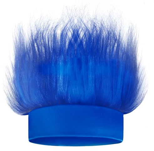 Novelty Place Blue Hairy Costume Headband - Funny and Fluffy Crazy Hair Wig and Troll Hair Costume Accessory - Perfect for Sports Parties, Fancy Dress, Cosplay and Halloween