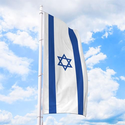 Israel Flagge 120 x 300 cm - für Fahnenmast, Israelfahne aus reißfestem Fahnen-Polyester-Stoff, Hissfahne Hochformat wetterfest und UV-beständig