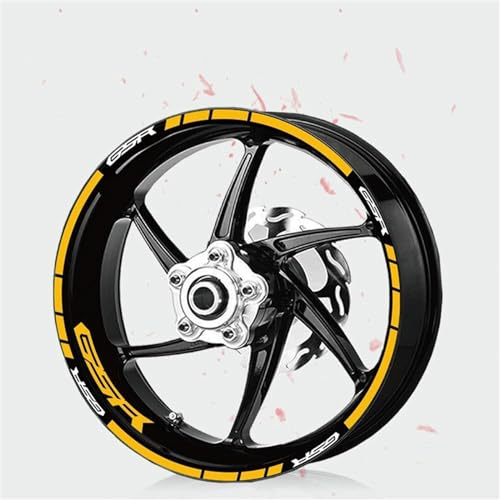 Felgendekoration Motorradreifen Dekorativer Aufkleber Wasserdichter Radreflektierender Schutzaufkleber Radaufkleber Für GSR Langlebig und attraktiv(Yellow)