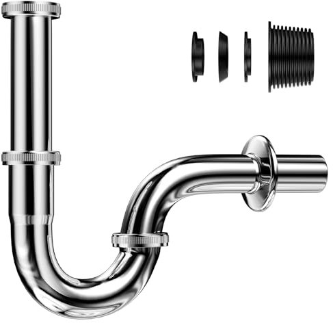 Ghazpmuk Sifone Lavabo Bagno, Sifone Universale per Lavabo, Sifone per Odori Altezza Regolabile, Ubo di Scarico Standardizzato 1 1/4 x 32 mm, Piletta Adattabile di Precisione Cromo, per Bagno Cucina