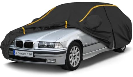 Autoabdeckung Wasserdicht für BMW 3 Series E36 Compact(1993-2000),Vollgarage Autoplane für Regen Sonne Staub Schutz Schneeschutz,Winter Sommer Auto Abdeckplane Outdoor Atmungsaktiv