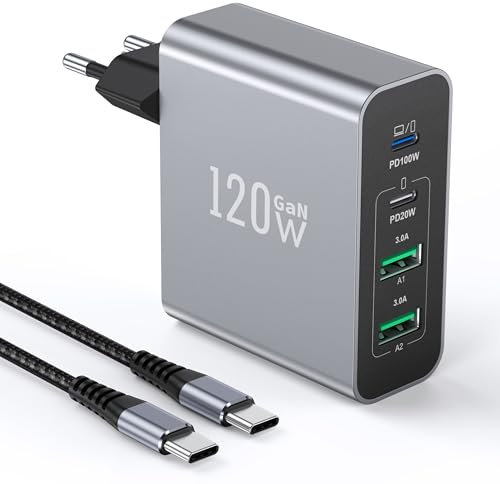120W USB C Ladegerät Mehrfach Mit USB A, 4-Port Schnellladegerät PD3.0 Power Adapter, USB C Netzteil Für MacBook Air, iPhone 17 16 15 14 Pro/Pro Max, Samsung, Handys