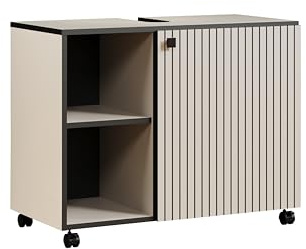 Waschbeckenunterschrank PureBliss Kashmir Hellgrau · B 80 x H 64 cm | B 80 x H 64 x T 42 cm · feuchtraumgeeignet · Metallgriffe · 1 Tür, 2 offene Fächer, 2 Einlegeböden