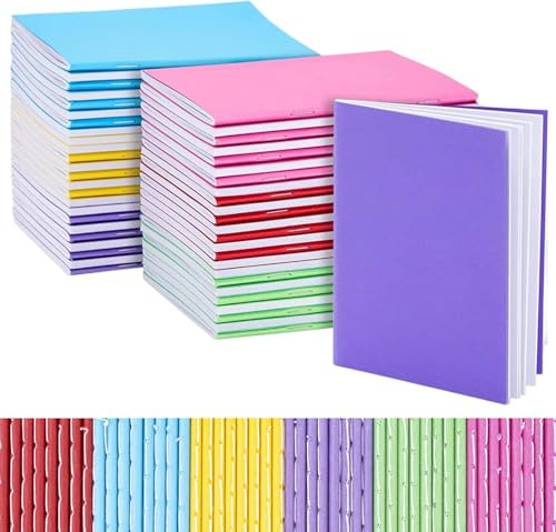 Malloom 48 Stück Klein Notizblock Blanko, A6 Tragbares Notizblöcke Schulhefte mit Softcover, 6 Farben Notizbuch Journals für Journal Notizen Skizzieren Malen Schreiben (14x10.8cm)