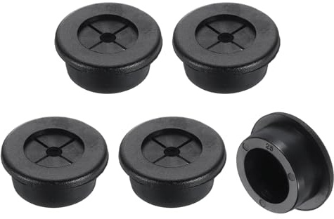 sourcing map 5 Pcs Cable Cord Grommet, 1 Inch (25mm) Desk Grommet Flexible Rubber Grommets Wire Hole Cover Pass Through for Office Computer Desk Wire Organizer, Black