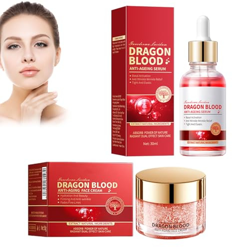 Sérum Y Crema Antiarrugas Con Sangre De Dragón – Tratamiento Intensivo Para Reducir Arrugas, Firmeza Y Reafirmación De La Piel, Para Una Piel Joven Y Radiante, B