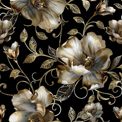 HEKO PANELS Stoff Oxford wasserdicht, Blumen, 1 Meter 155 x 100 cm | Dekostoffe zum Nähen und Handwerken, blickdichte Möbelstoffe, Nähstoffe DIY, als Meterware erhältlich