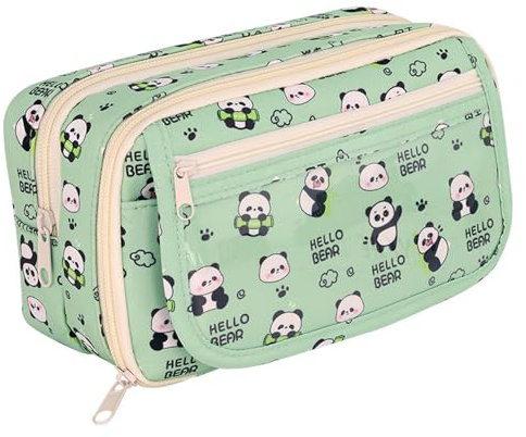 YGCHEN Federmäppchen Panda Mäppchen Kawaii Schreibwaren Tasche Große Kapazität Federtasche Panda Pencil Case Schreibwaren Organizer