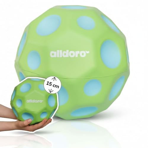 alldoro 60297 XXL Bouncing Ball, barnboll, PU-material, lekboll för barn från 3 år, hög hoppkraft, färgglad 15 cm