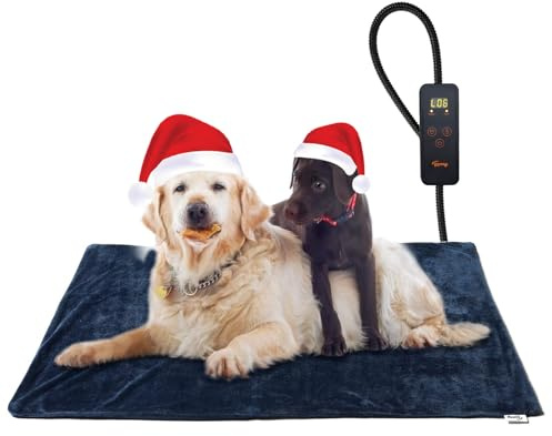 Toozey Chien Chat Tapis Chauffant 90*60cm, Coussin Chauffant électrique pour Animaux avec Couverture Crystal Velvet pour Chats et Chiens de Nouveau-né, de Petite Taille et de Personnes âgées, Bleu-XL