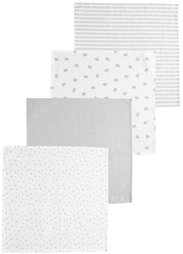 NEXT Bebé Pack de 4 paños de Muselina 100% algodón para bebé Grey Bear M
