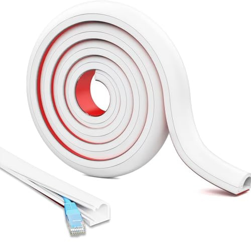 White Silicone Cable Trunking Cover, 2pcs 3M Wire Trunking Cable Tidy Hider for Electric Cables, Extension Cord Covers Self Adhesive Cable Hiders Wire Covers for Cables on Wall