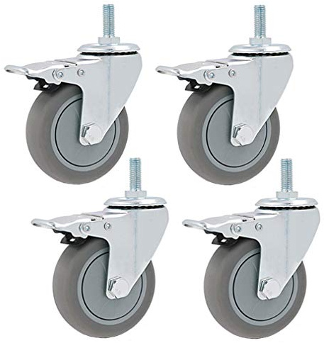 TYYCKJ Ruedas giratorias Resistentes con Frenos, Montaje con Perno M12 para carritos y Muebles, soportan hasta 600 kg para un Movimiento Suave y silencioso.